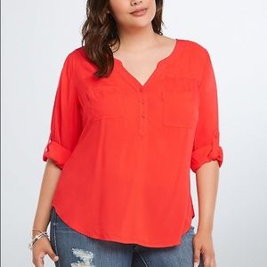 Torrid red georgette pullover blouse EUC